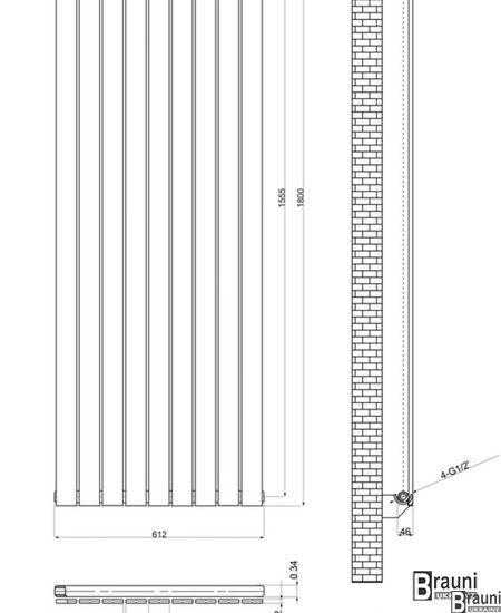 Вертикальний дизайнерський радіатор опалення TM ARTTIDESIGN Rimini 8/1500 Сірий 5463 фото