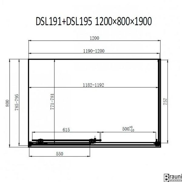 Душова кабіна Dusel DL191+195 Chrome 80x120 прозора, профіль хром 1884521708 фото