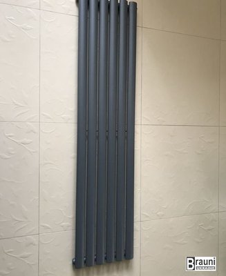 Вертикальный дизайнерский радиатор отопления TM ARTTIDESIGN Rimini 6/1800 серый матовый 5516 фото