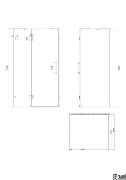 Бічна стінка для кабіни Koer SR SW04-90x200-TR-01 прозоре скло Easy Clean 10мм, хром (KR5390) KR5390 фото