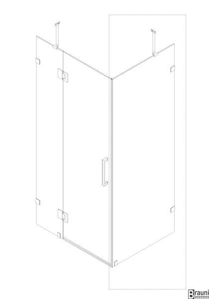 Бічна стінка для кабіни Koer SR SW04-90x200-TR-01 прозоре скло Easy Clean 10мм, хром (KR5390) KR5390 фото