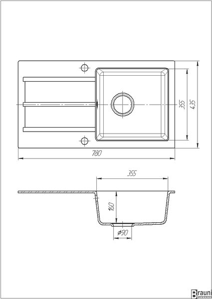 Кухонная мойка Quadro Maro 78х43 прямоугольная с крылом RO43531 фото