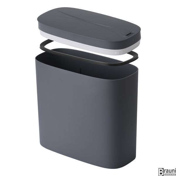 Ведро для мусора сенсорное овальное Flat-TC0109 Graphite 9 л, графит MI7075 фото