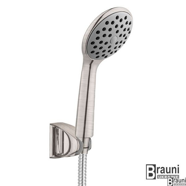 Набір душовий - ручний душ 1 режим, шланг, тримач, сатин 4485 фото
