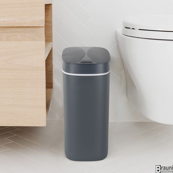 Ведро для мусора сенсорное овальное Flat-TC0109 Graphite 9 л, графит MI7075 фото