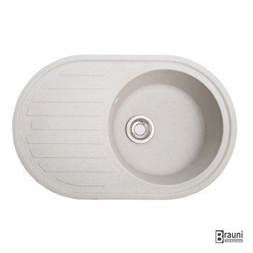 Гранітна мийка кухонна Elegancia Biela (8689) з крилом RO48689 фото