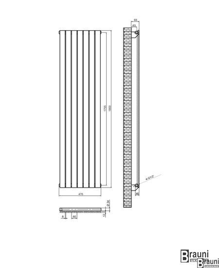 Вертикальний дизайнерський радіатор опалення TM ARTTIDESIGN Livorno 7/1800 чорний матовий 5532 фото