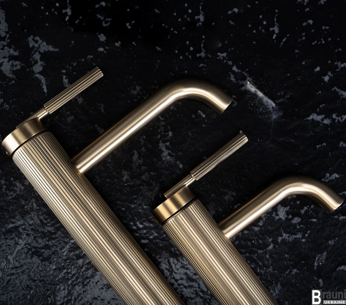 Змішувач для раковини (умивальника) REA ARGON BRUSHED GOLD низький REA-B7801 фото