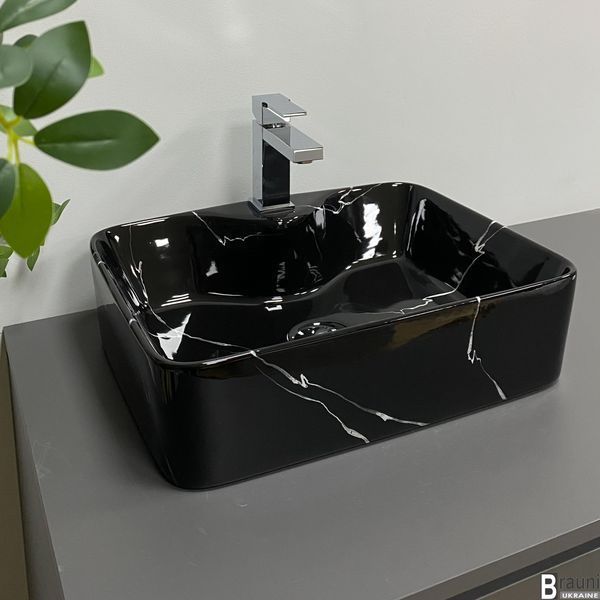 Умивальник (раковина) VBI FORLI BLACK MARMO GLOSSY накладний VBI-011107 фото