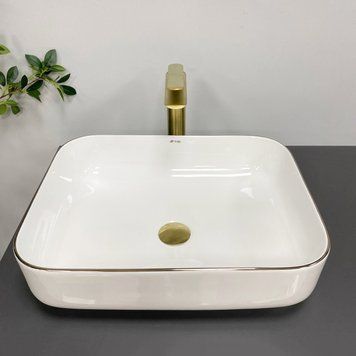 Умивальник (раковина) VBI PALERMO WHITE ROSE GOLD EDGE накладний VBI-012307 фото