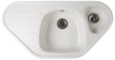 Кухонна мийка Elegancia Biela 95х50 біла з додатковою чашею RO44531 фото
