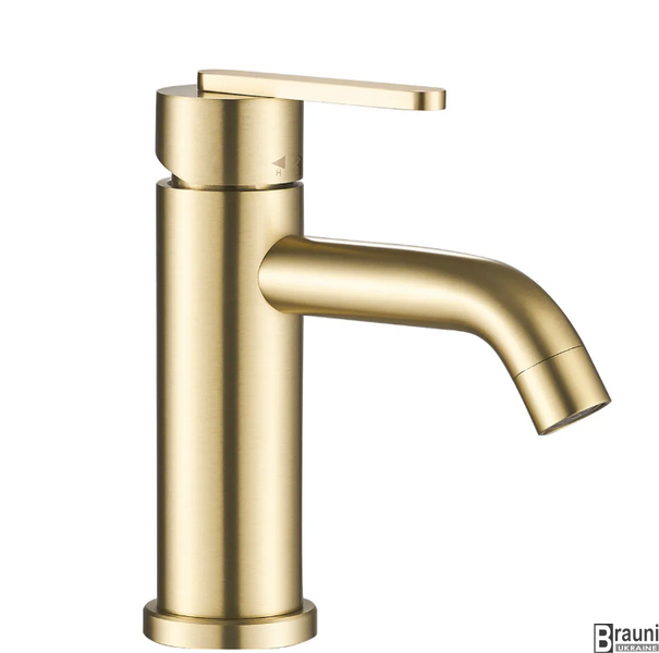 Змішувач для раковини (умивальника) REA ONTARIO BRUSHED GOLD низький REA-B5505 фото