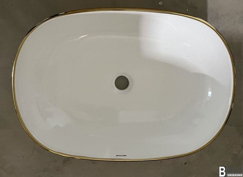Умивальник раковина накладна 60х40 ELLIPSE-0105 EDGE GOLD біла з золотом MP6564 фото