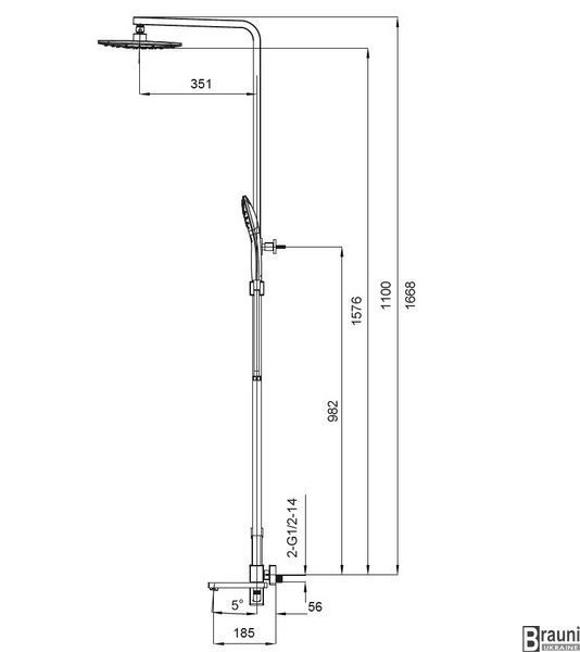 Душевая колонна со смесителем для ванны и душа Koer KB-56009-01 хром с тропическим душем KR3506 фото