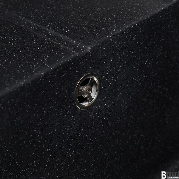 Гранітна кухонна мийка Cerand Antracit 58х47 чорна з крилом RO42196 фото