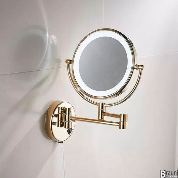 Косметичне дзеркало з підсвіткою настінне золоте Deco Золото  2011 фото