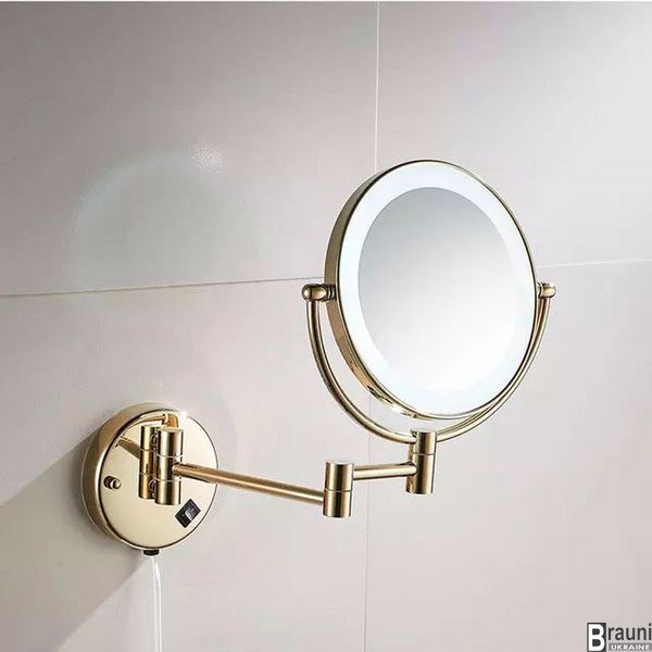 Косметичне дзеркало з підсвіткою настінне золоте Deco Золото  2011 фото