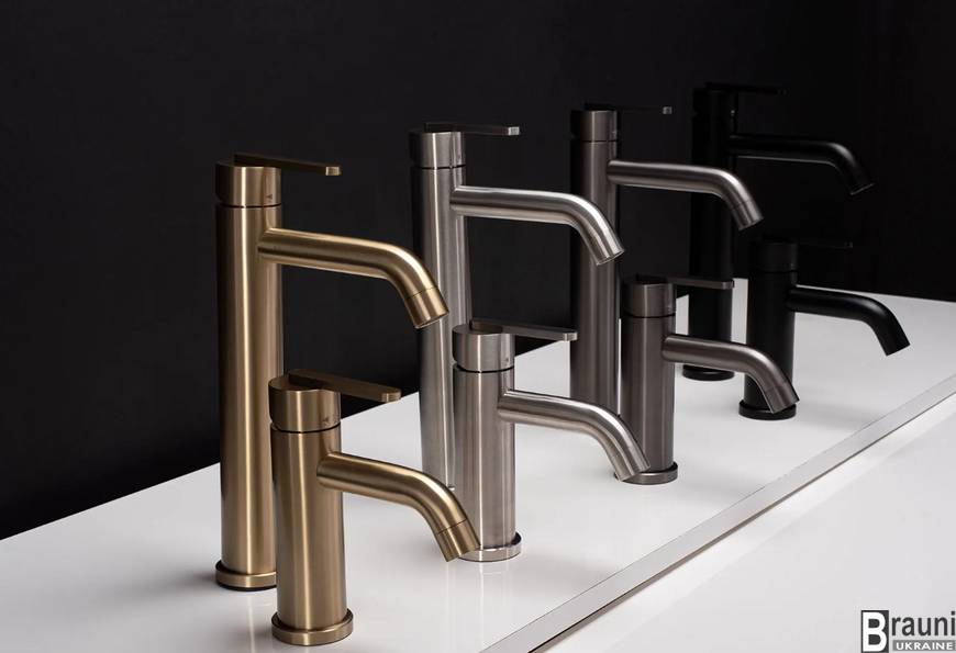 Змішувач для раковини (умивальника) REA ONTARIO BRUSHED GOLD високий REA-B5509 фото