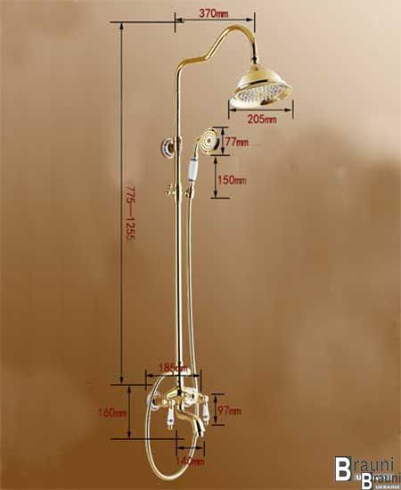 Душова система (колона) зі змішувачем для ванни Deco C11 Gold золото 2009 фото