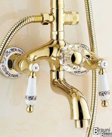 Душова система (колона) зі змішувачем для ванни Deco C11 Gold золото 2009 фото