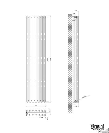 Вертикальний дизайнерський радіатор опалення ТМ ARTTIDESIGN Matera || 7/1800 чорний 5542 фото
