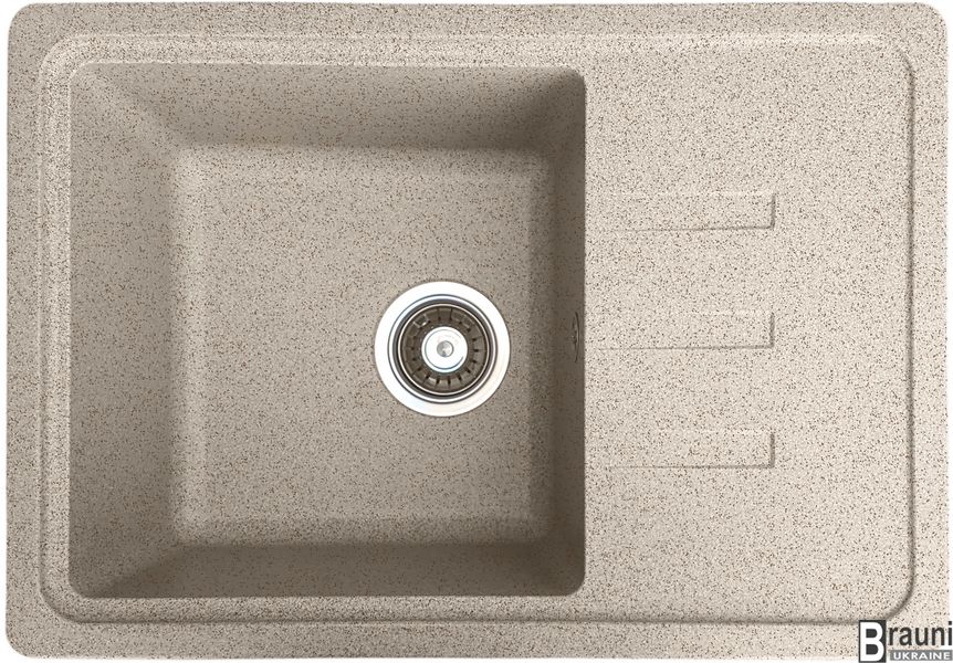 Кухонна мийка гранітна Trei 62х43 Gri з крилом для сушки посуду RO410668 фото