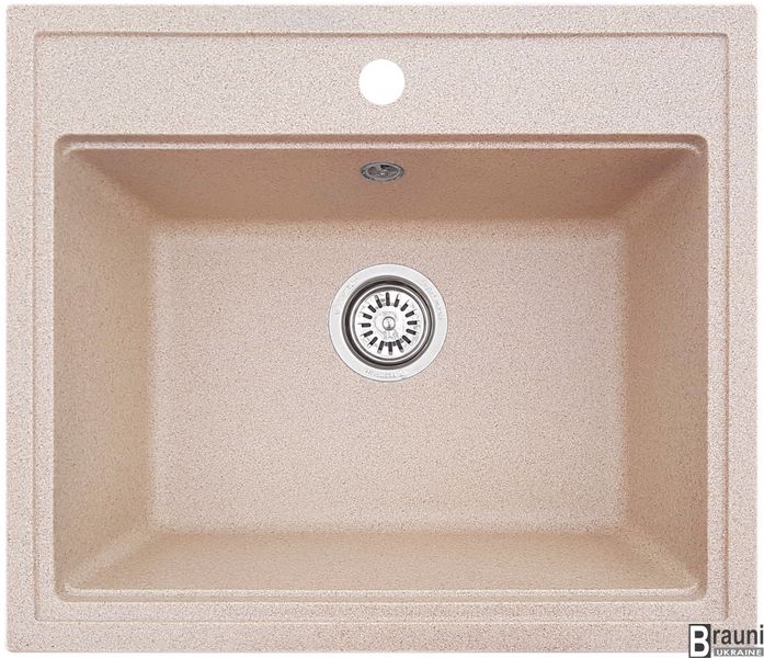 Кухонна мийка Patrat Bezhvy 60х52 бежева гранітна RO44535 фото