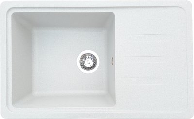 Гранітна мийка на кухню Trei Biela 71х43 біла з крилом для сушки посуду RO48100 фото