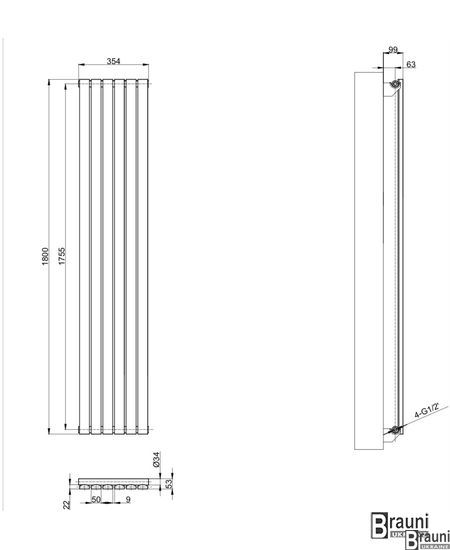 Вертикальный дизайнерский радиатор отопления TM ARTTIDESIGN Terni 6/1800 чёрный матовый 5546 фото