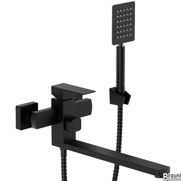 Смеситель для ванны с длинным изливом KUB-007 BLACK черный MI6095 фото