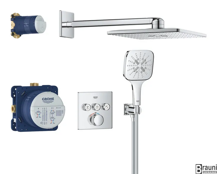 Душевая система скрытого монтажа на 3 выхода с термостатом Grohe Grohtherm SmartControl (34864000) 34864000 фото