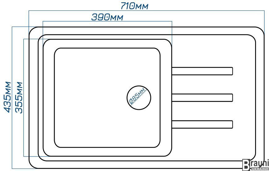 Гранітна мийка на кухню Trei Biela 71х43 біла з крилом для сушки посуду RO48100 фото