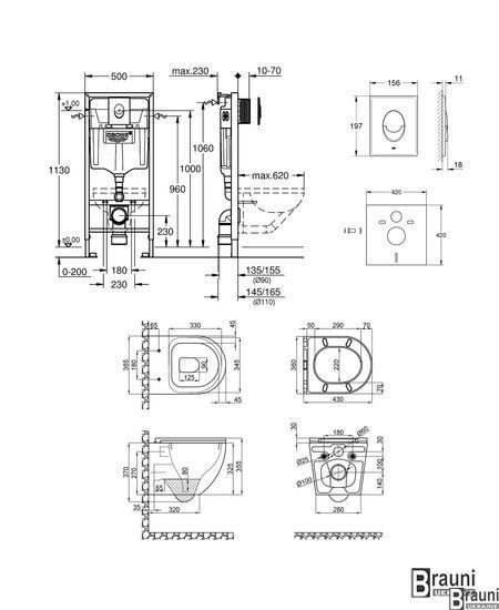 Набор инсталляция 4 в 1 Grohe Rapid SL 38722001 + унитаз с сиденьем Robin QT1333046ERW 6061 фото