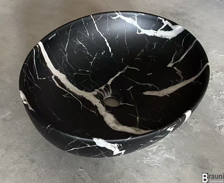 Умывальник (раковина) накладной ELLIPSE-0102 MARBLE 51х40, черный мрамор MP6552 фото