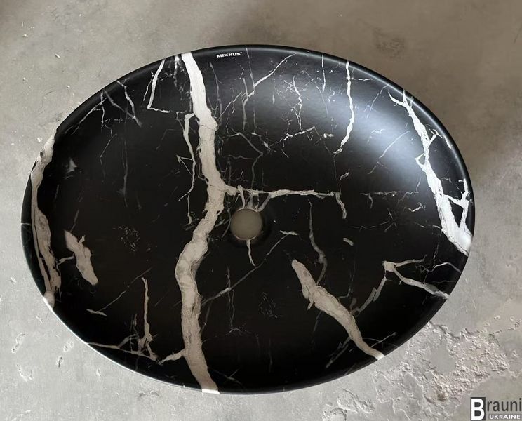 Умывальник (раковина) накладной ELLIPSE-0102 MARBLE 51х40, черный мрамор MP6552 фото