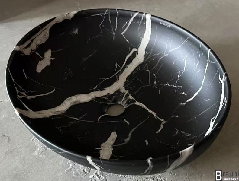 Умывальник (раковина) накладной ELLIPSE-0102 MARBLE 51х40, черный мрамор MP6552 фото