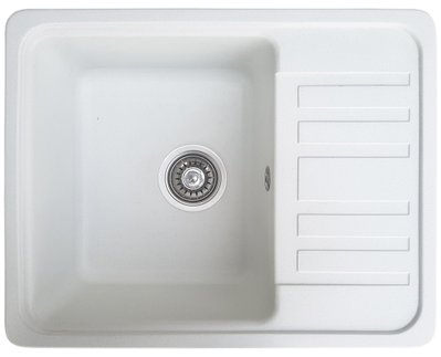 Кухонна мийка Regula Biela 57х46 біла з крилом для сушки посуду RO44616 фото