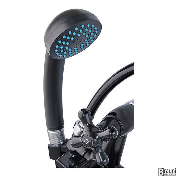 Змішувач для ванної Plamix Sirius-140 Black (зі шлангом та лійкою) (PM0638) PM0638 фото
