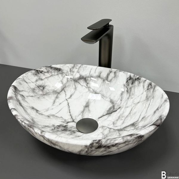 Умывальник (раковина) VBI PARMA STATUARIO GREY VEINS GLOSSY накладной VBI-011010 фото