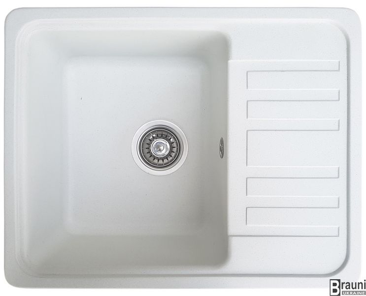 Кухонна мийка Regula Biela 57х46 біла з крилом для сушки посуду RO44616 фото