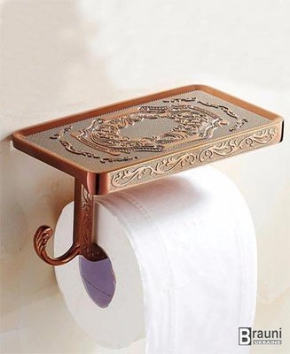 Держатель туалетной бумаги / полотенец с полочкой R155 медь 2030 фото