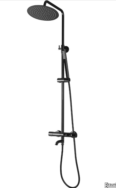 Душевая колона REA LUNGO BLACK GLOSSY с термостатом и изливом REA-P8763 фото