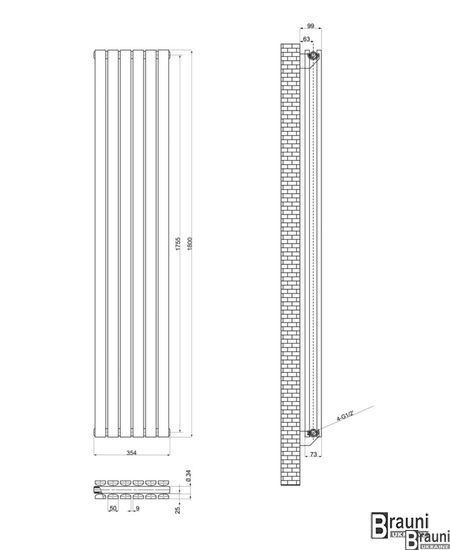 Вертикальний дизайнерський радіатор опалення ТМ ARTTIDESIGN Terni || 6/1800 чорний матовий 5548 фото