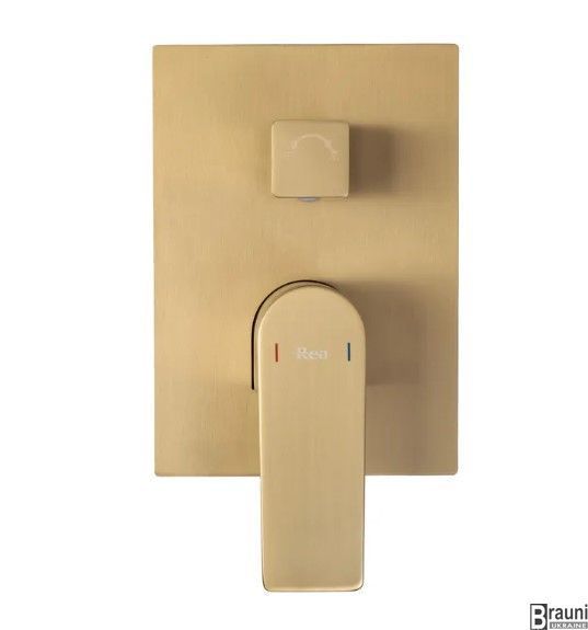 Душова система REA MOBY BRUSHED GOLD + BOX прихованого монтажу REA-P2403 фото
