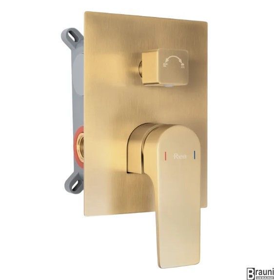Душова система REA MOBY BRUSHED GOLD + BOX прихованого монтажу REA-P2403 фото