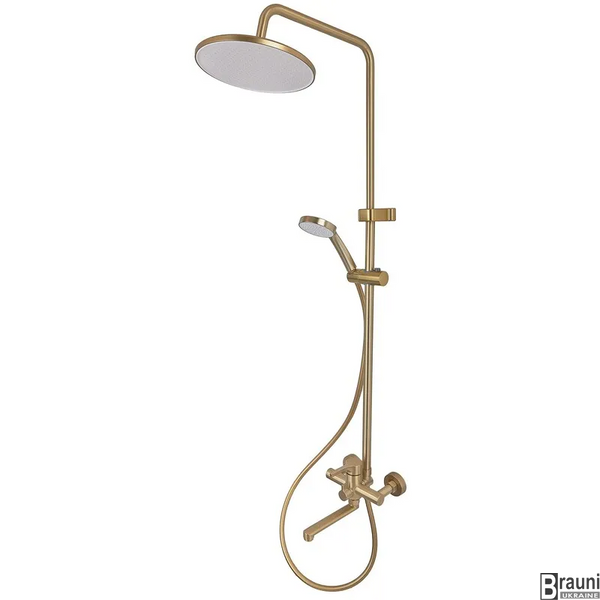 Душевая колонна со смесителем  для ванны Zerix Rex-009-J Brushed Gold матове золото ZX6125 фото