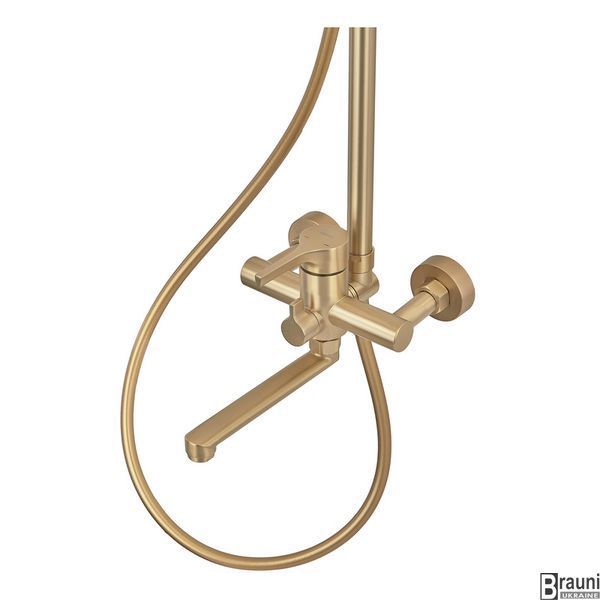 Душевая колонна со смесителем  для ванны Zerix Rex-009-J Brushed Gold матове золото ZX6125 фото