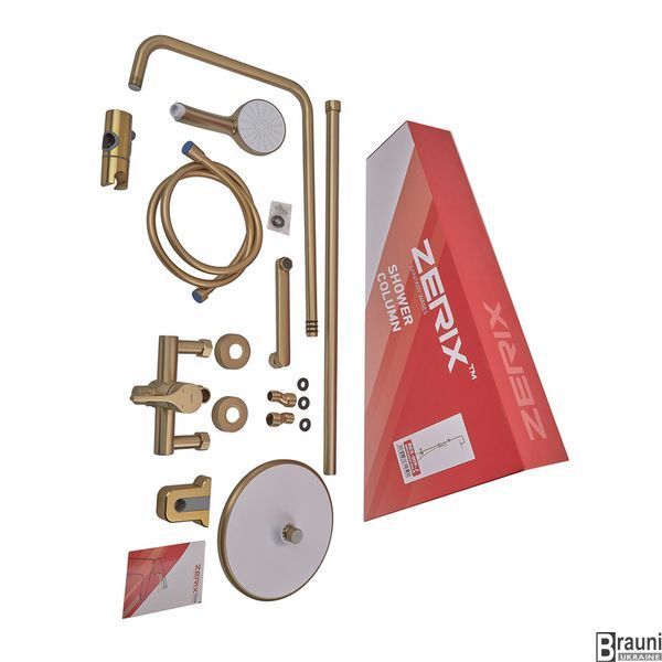 Душевая колонна со смесителем  для ванны Zerix Rex-009-J Brushed Gold матове золото ZX6125 фото