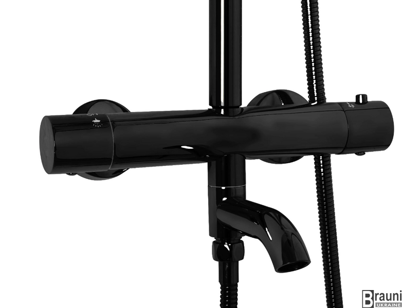 Душевая колона REA LUNGO BLACK GLOSSY с термостатом и изливом REA-P8763 фото