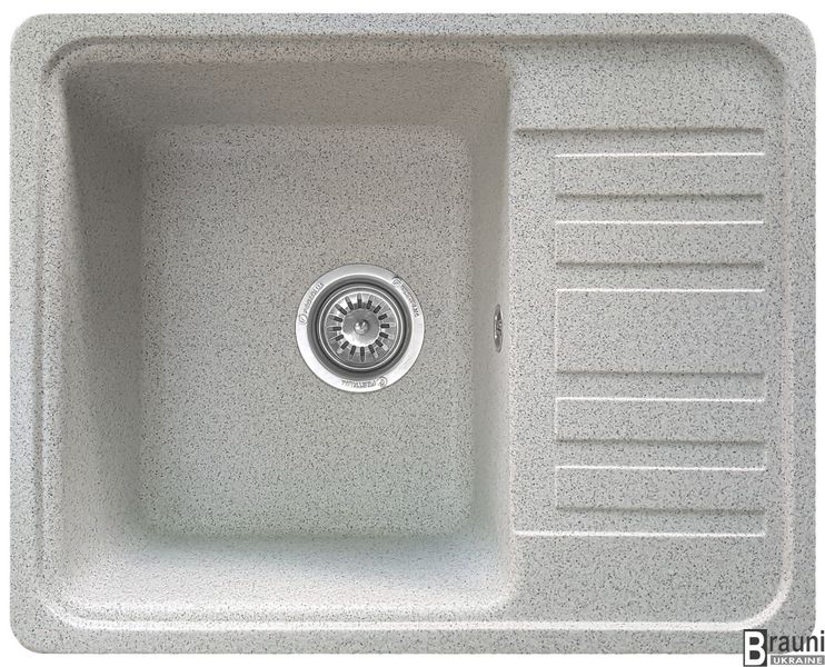 Гранітна кухонна мийка Regula Gri 57х46 сіра з крилом RO49680 фото